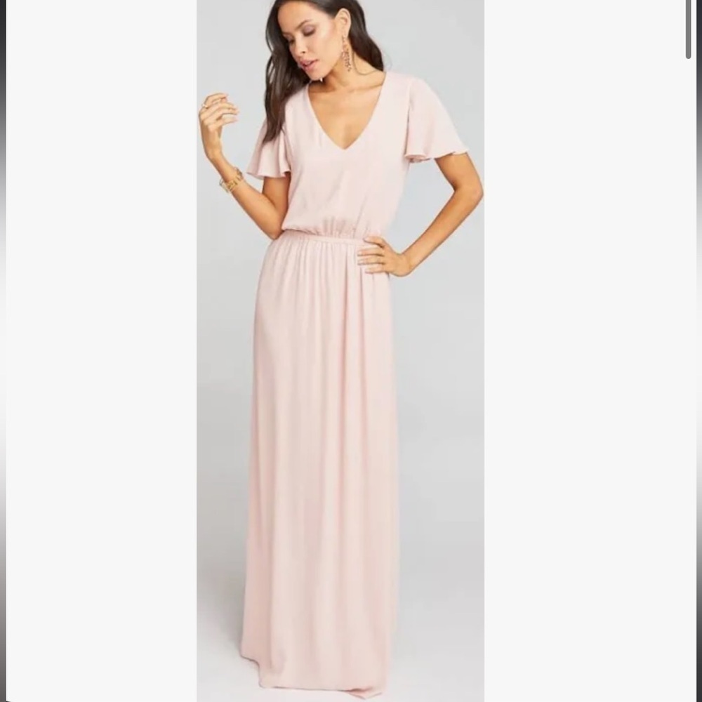 Michelle Flutter‎ Maxi Dress Size S In Dusty Blush Crisp